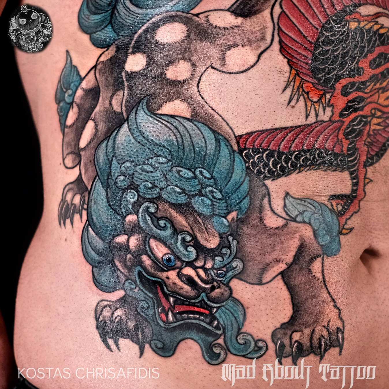 Japanese Mythic Beast Colored Tattoo